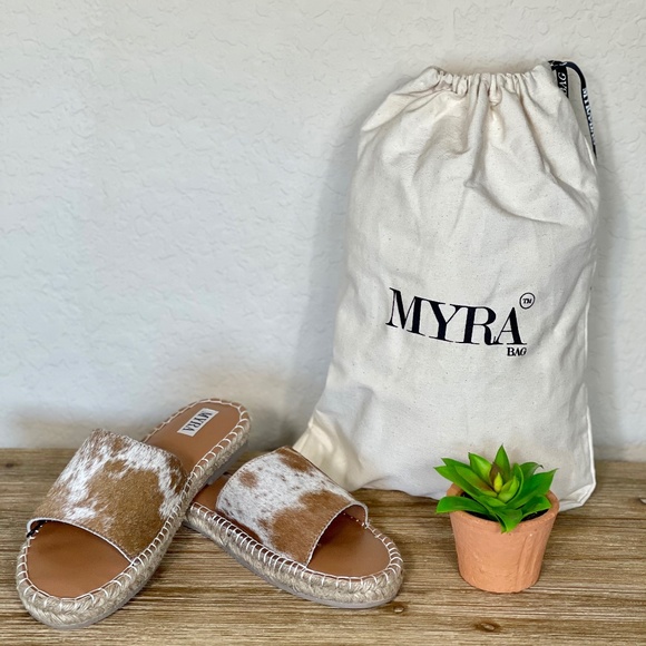 Myra Bag Shoes - NEW Myra Spruce it Up Leather Cowhide Flat Sandals